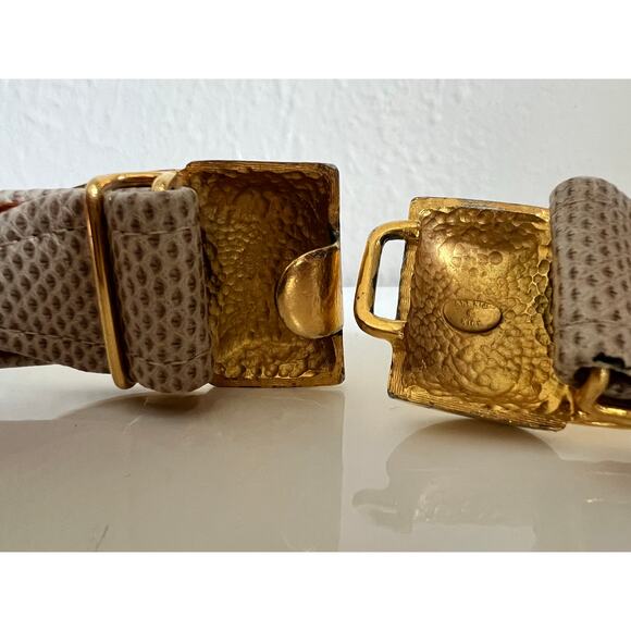 Vintage Alexis Kirk Gold Tone Buckle Belt Snakeskin Adjustable Statement main image 4